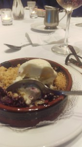 Dessert of blueberry crumble before getting into the main program event of Hall of Fame inductions.