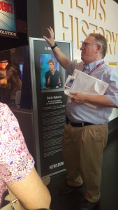 Newseum tour guide Dave Ottalini pauses at a recent display in memory of broadcast journalist Cokie Roberts, on Sept. 21, 2019. Roberts died Sept. 17, 2019, from complications from breast cancer.